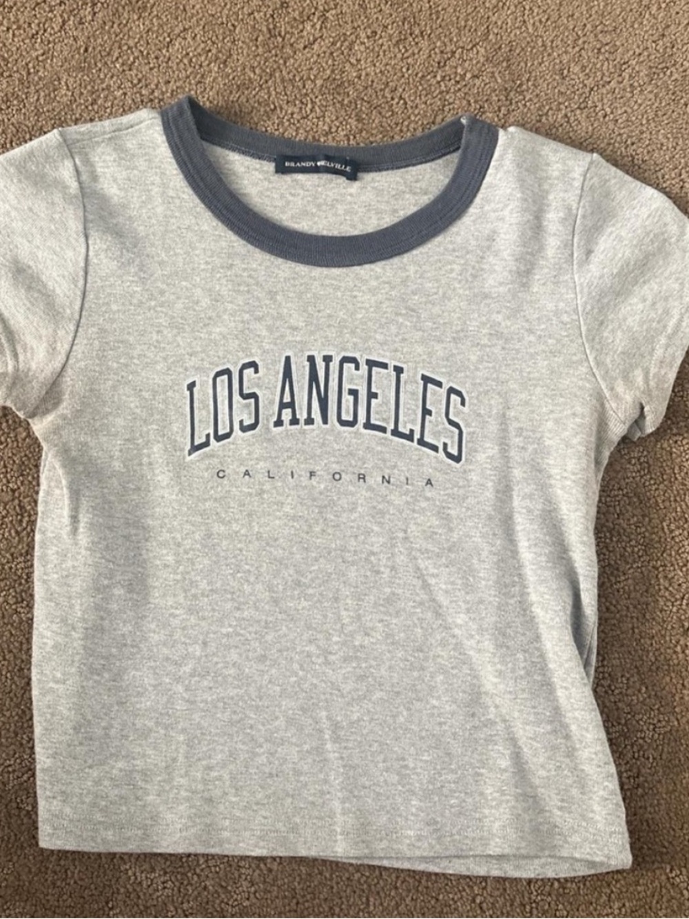 Brandy Melville Gray Tee with Navy Los Angeles Graphic